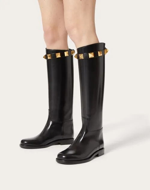 CALFSKIN LEATHER ROMAN STUD BOOT 15MM