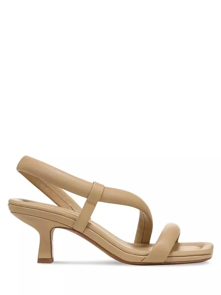 Coline Leather Kitten Heel Sandal in Blonde