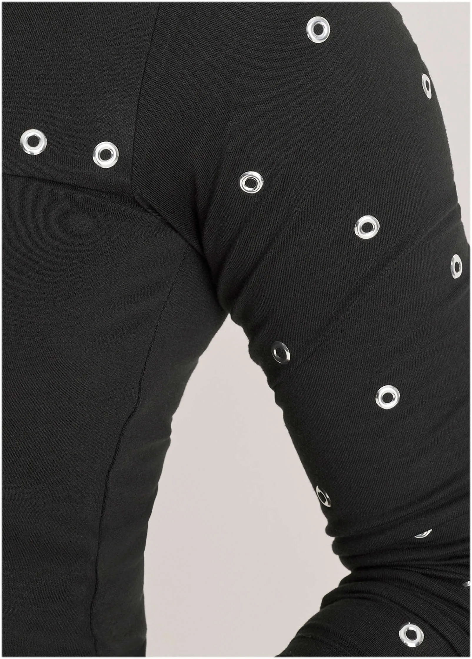 Grommet Mock Neck Top - Black