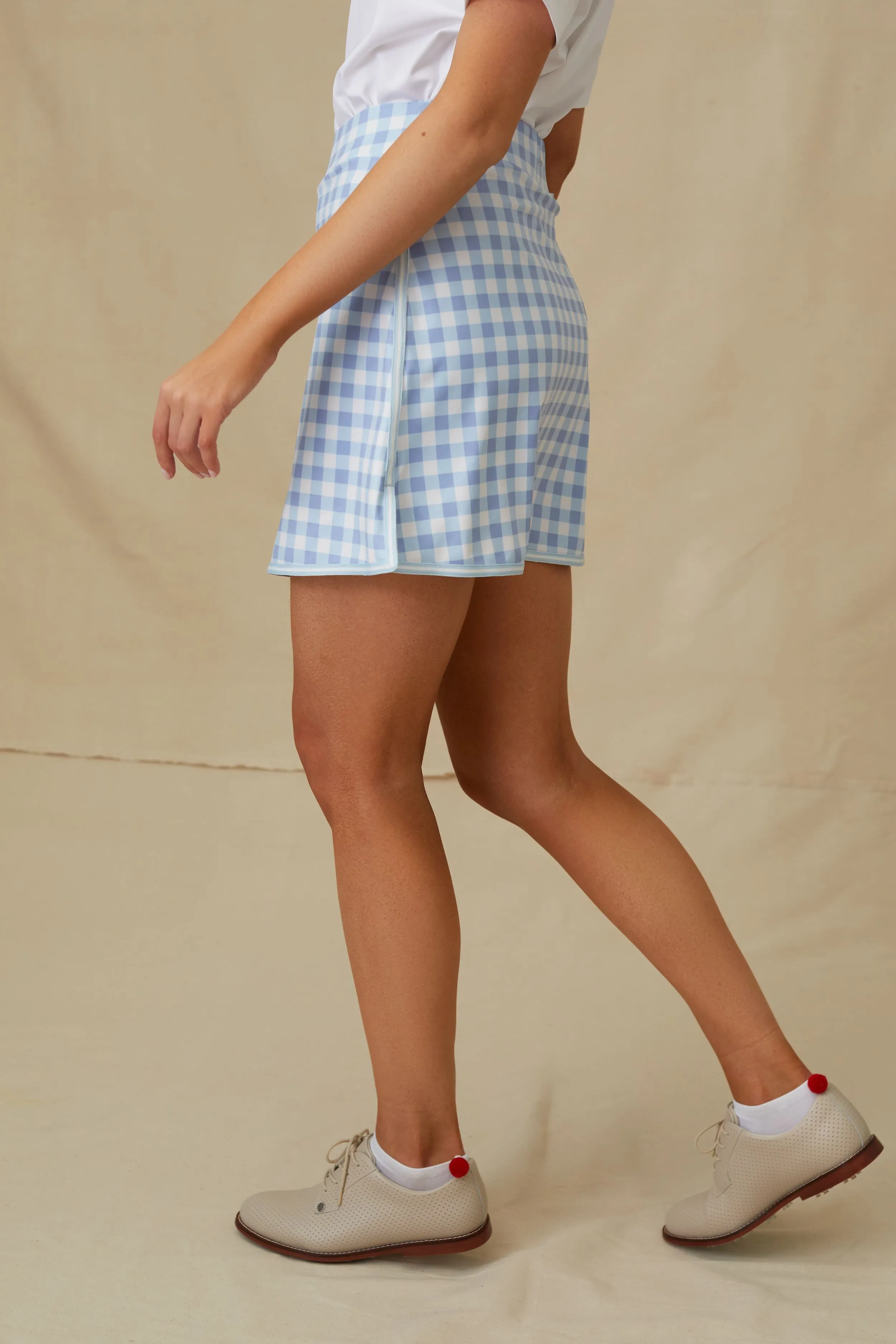 Light Blue Gingham 16 Inch Karrie Golf Skirt