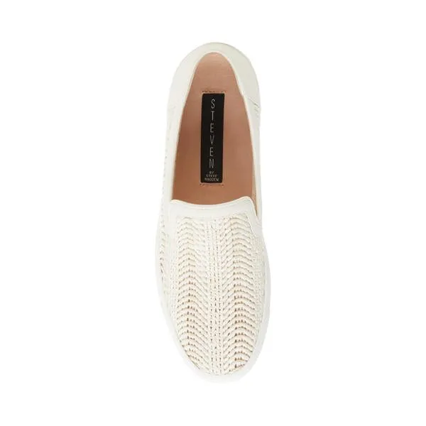 Steve Madden Kicks Raffia Slip On Sneakers White Multi Rounded Toe Low Top Shoes
