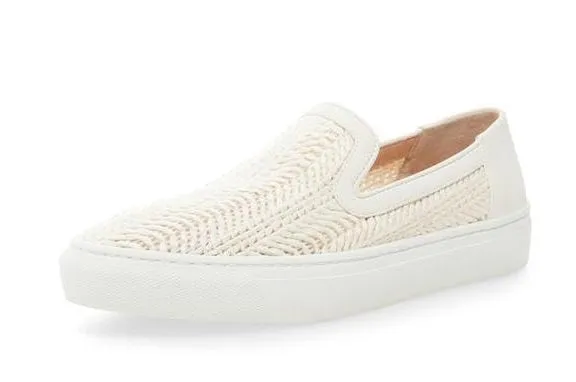 Steve Madden Kicks Raffia Slip On Sneakers White Multi Rounded Toe Low Top Shoes