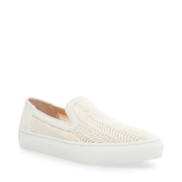 Steve Madden Kicks Raffia Slip On Sneakers White Multi Rounded Toe Low Top Shoes