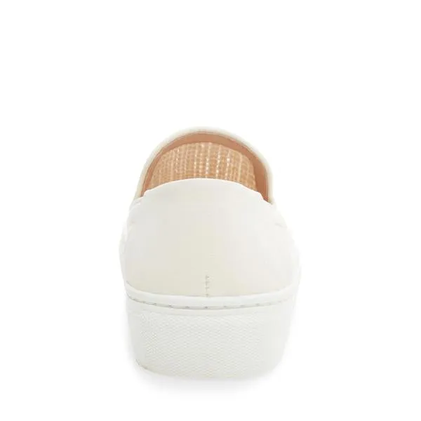 Steve Madden Kicks Raffia Slip On Sneakers White Multi Rounded Toe Low Top Shoes