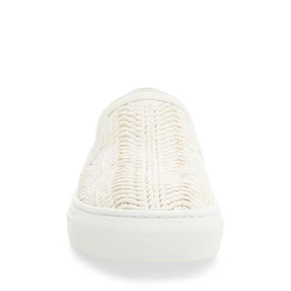 Steve Madden Kicks Raffia Slip On Sneakers White Multi Rounded Toe Low Top Shoes